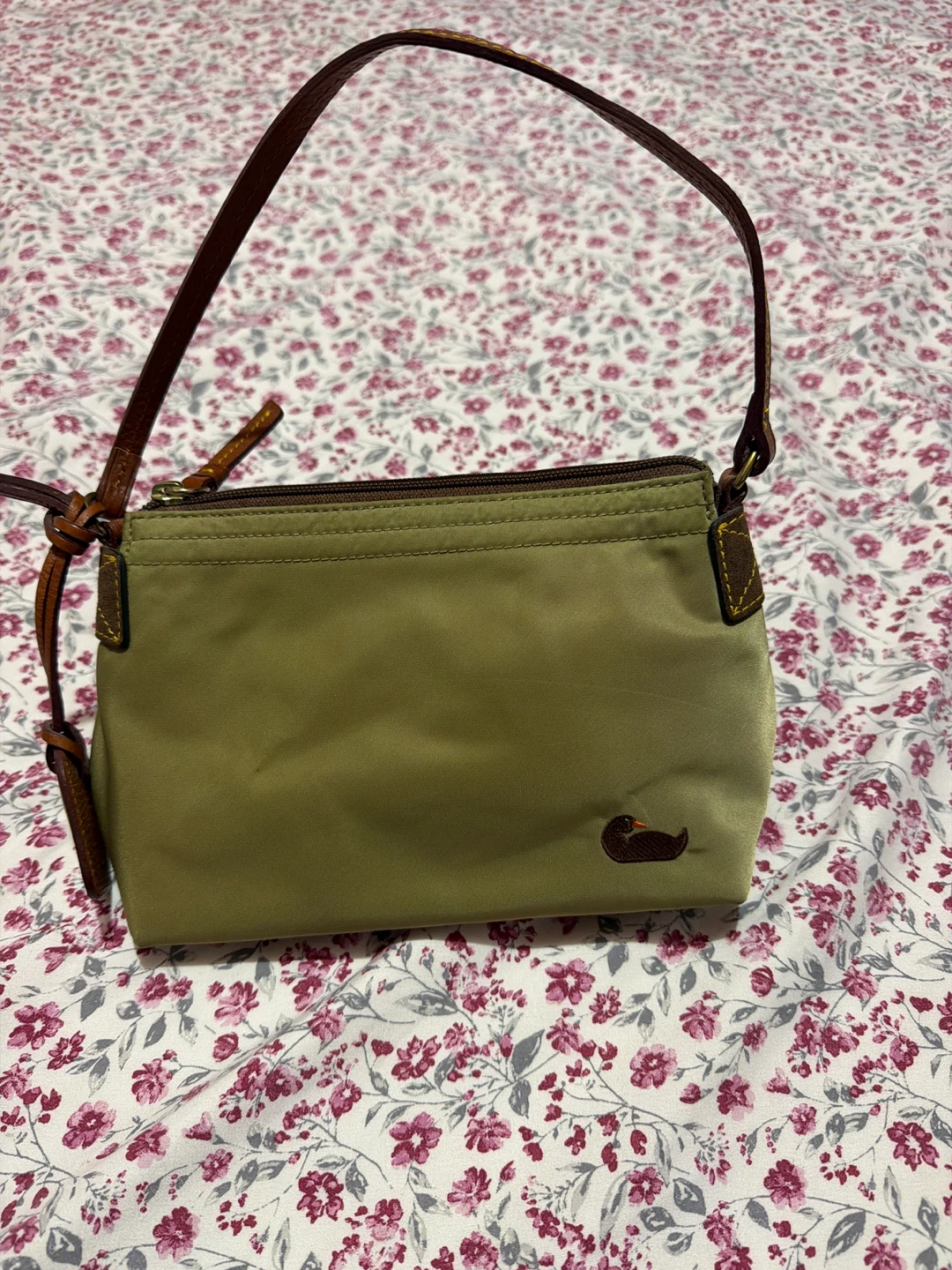 Dooney & Bourke Khaki/Brown Duck Logo Wristlet