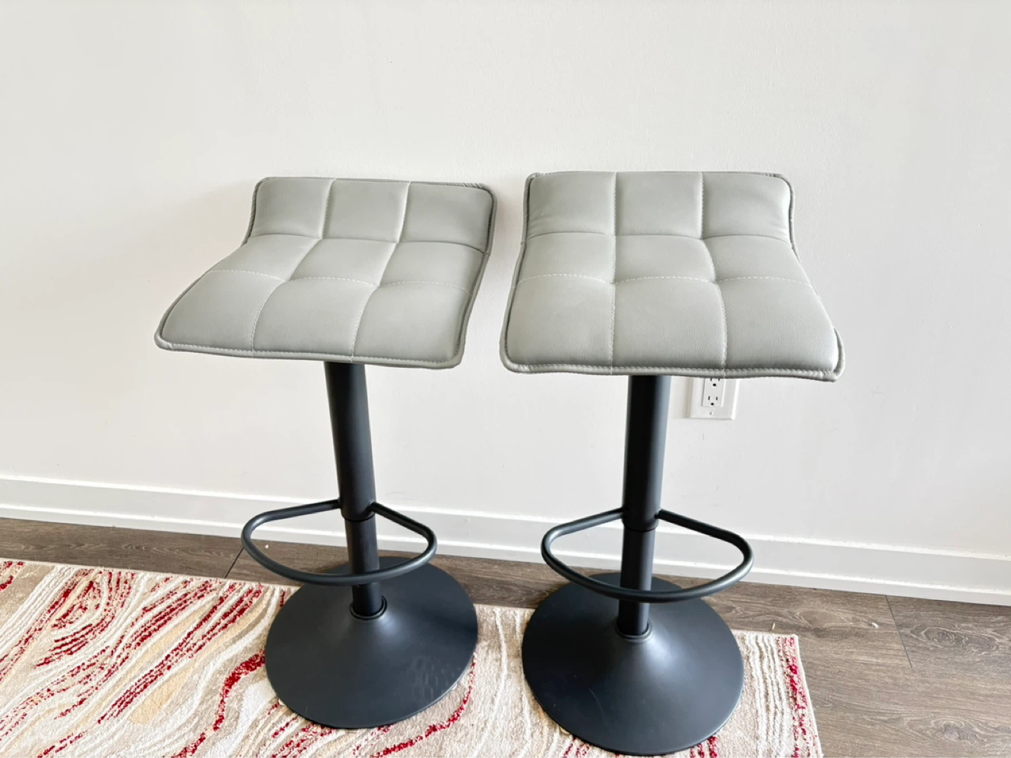 Pair of Grey Faux Leather Bar Stools - photo 3