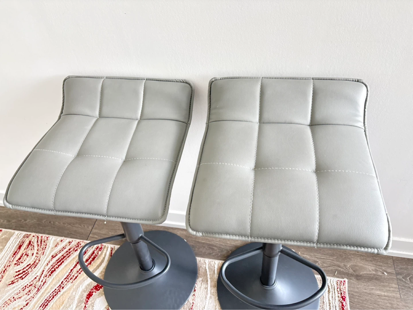 Pair of Grey Faux Leather Bar Stools - photo 2