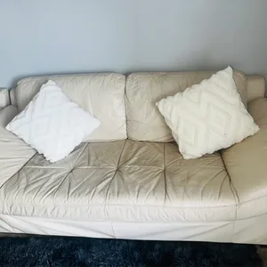 Light Beige Leather Sectional Sofa