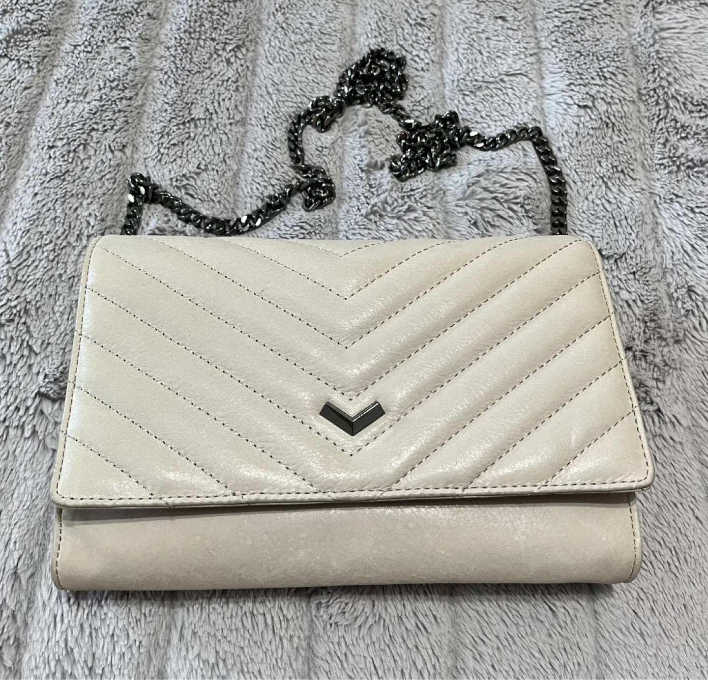 Botkier New York White Quilted Leather Wallet Crossbody Bag