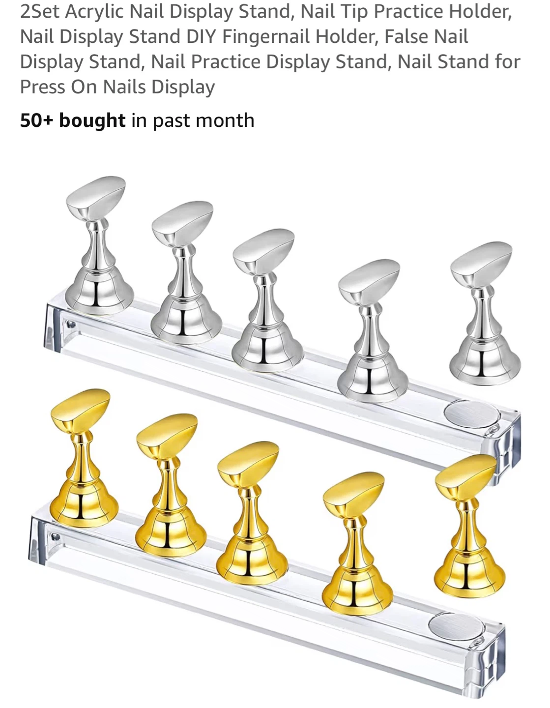 Nail Tip Practice Stands (Set of 10) Gold & Silver