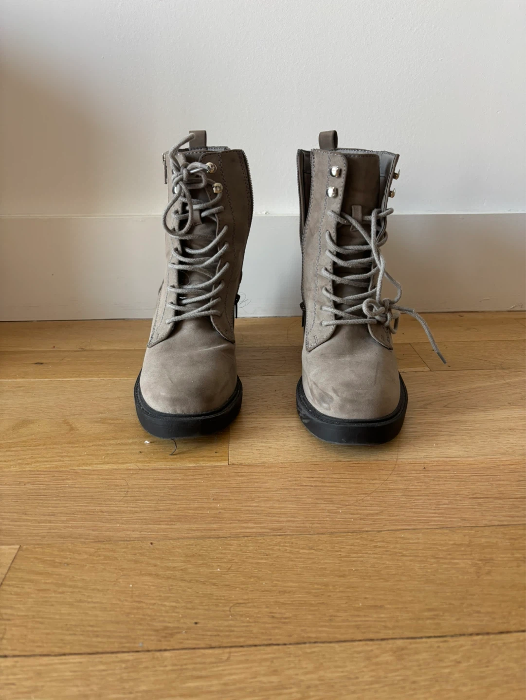 MIA Women's Grey Lace-Up Combat Boots