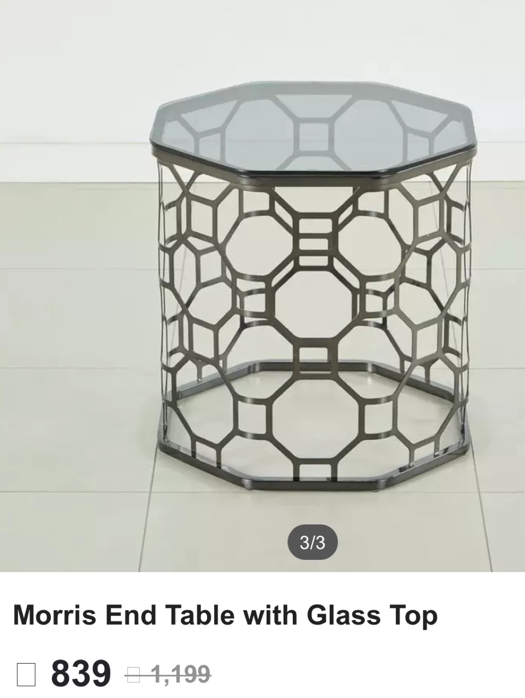 Modern Glam Accent End Table with Glass Top (New) - photo 5