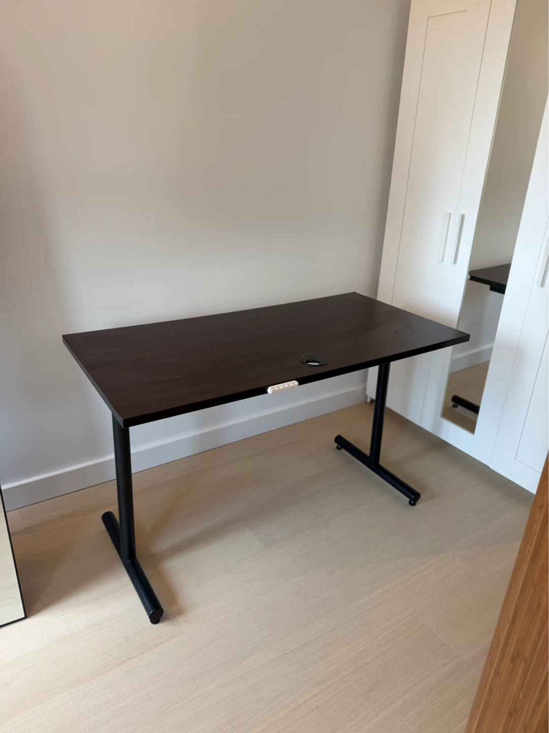 Dark Wood Desk with Cable Management - photo 2