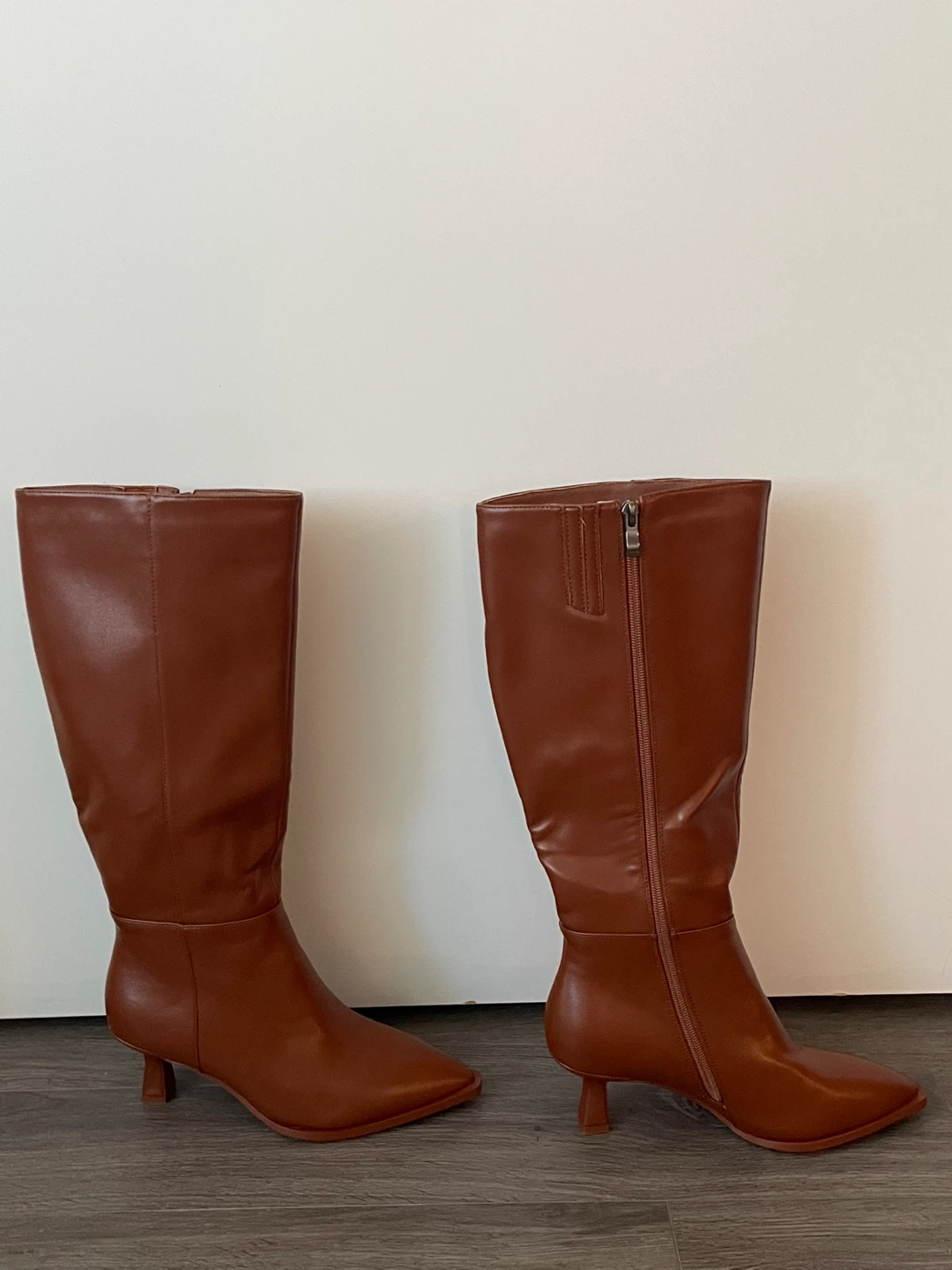 Brown Faux Leather Knee-High Boots - photo 2