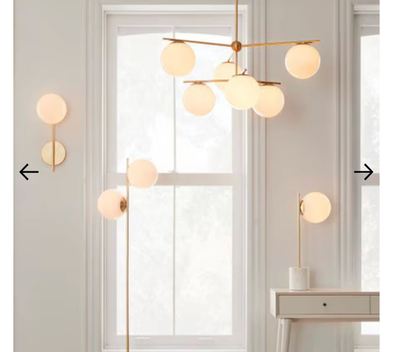 Brass 6-Light Chandelier with Frosted Glass Globes - photo 3