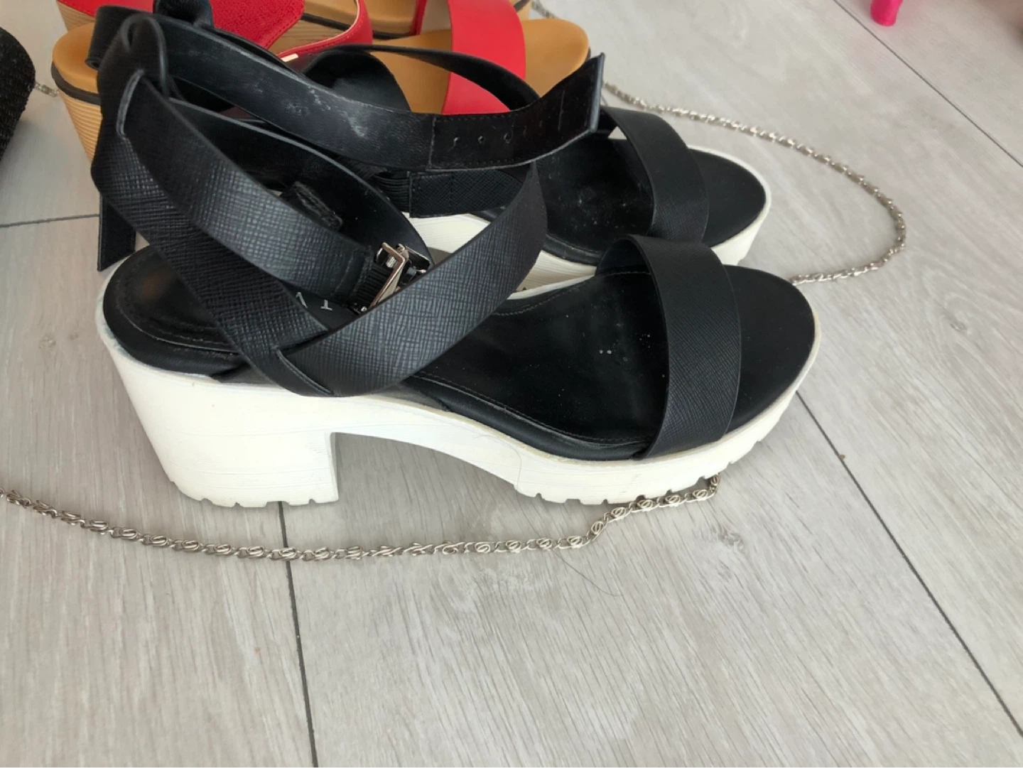 Daphne Women's Sandals - Red and Black and a black purse - photo 2