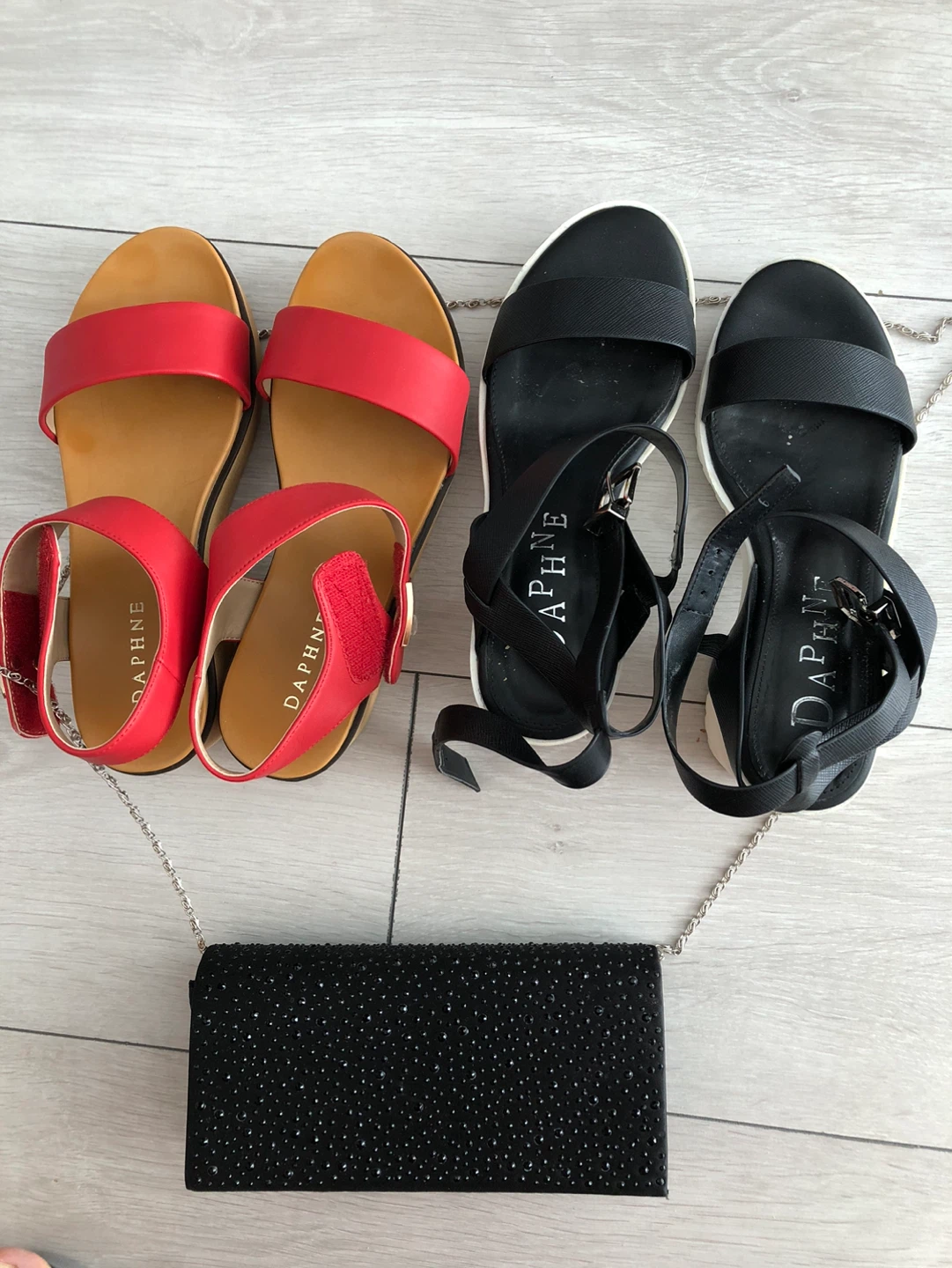 Daphne Women's Sandals - Red and Black and a black purse - photo 3