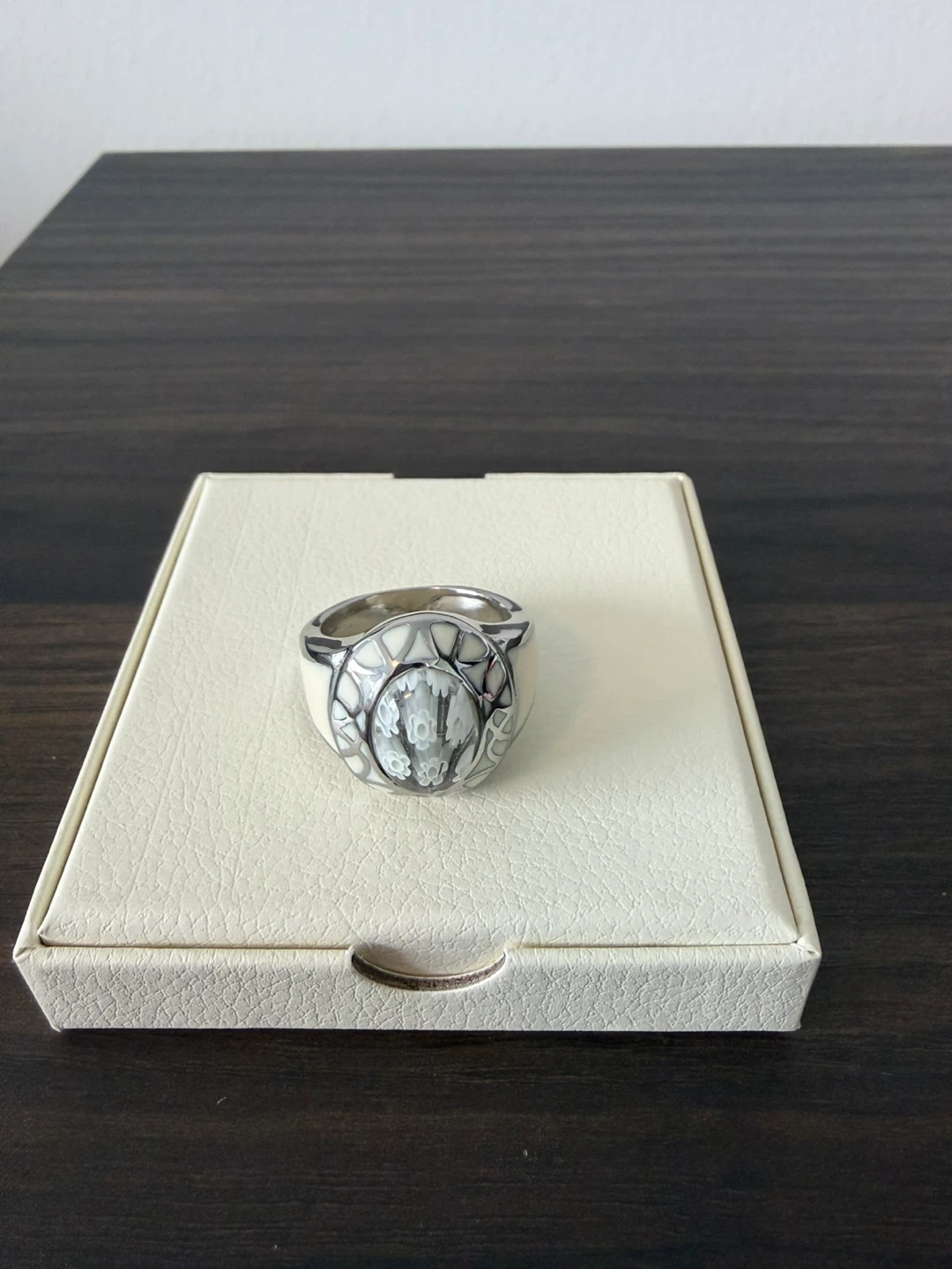 Spikes Stainless Steel Engraved Ring Size 11.5