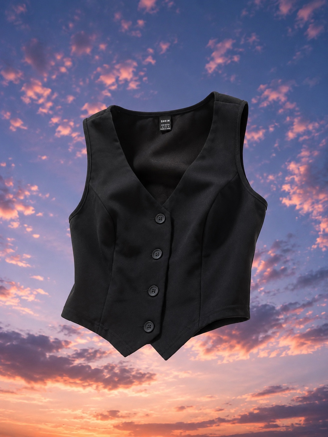 SHEIN Black Button-Up Vest