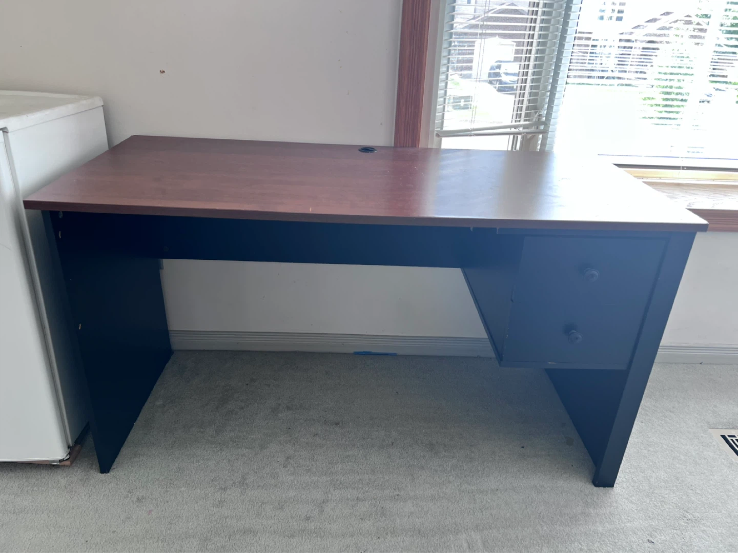 Dark Wood Desk with Drawers