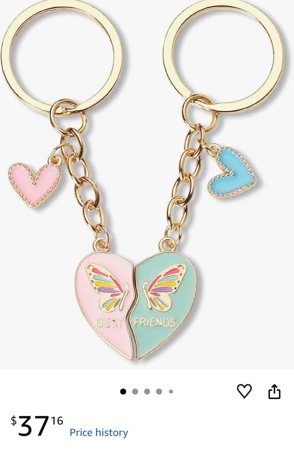 Matching Best Friend Heart Keychains