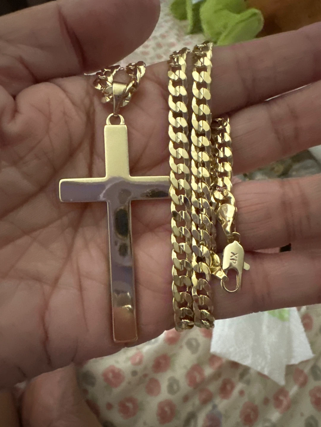 14kGold laminated Cross Necklace with Chain - photo 2