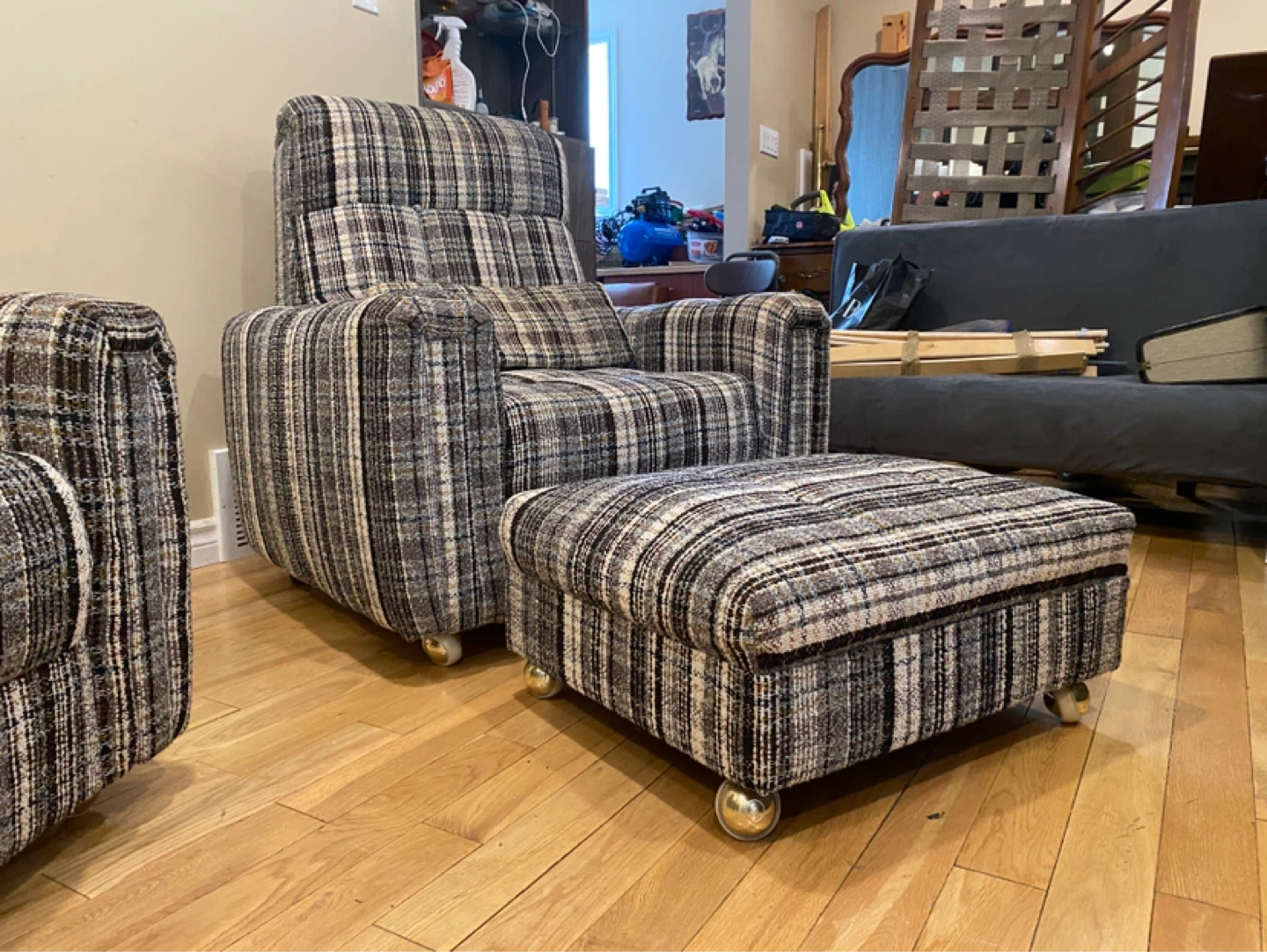 Vintage 1970s Retro Lounge Chair Set with Ottoman (CAN DELIVER) - photo 3