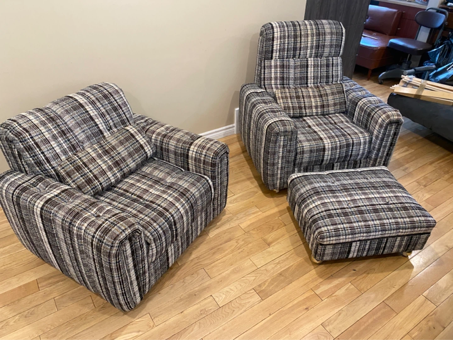 Vintage 1970s Retro Lounge Chair Set with Ottoman (CAN DELIVER) - photo 2