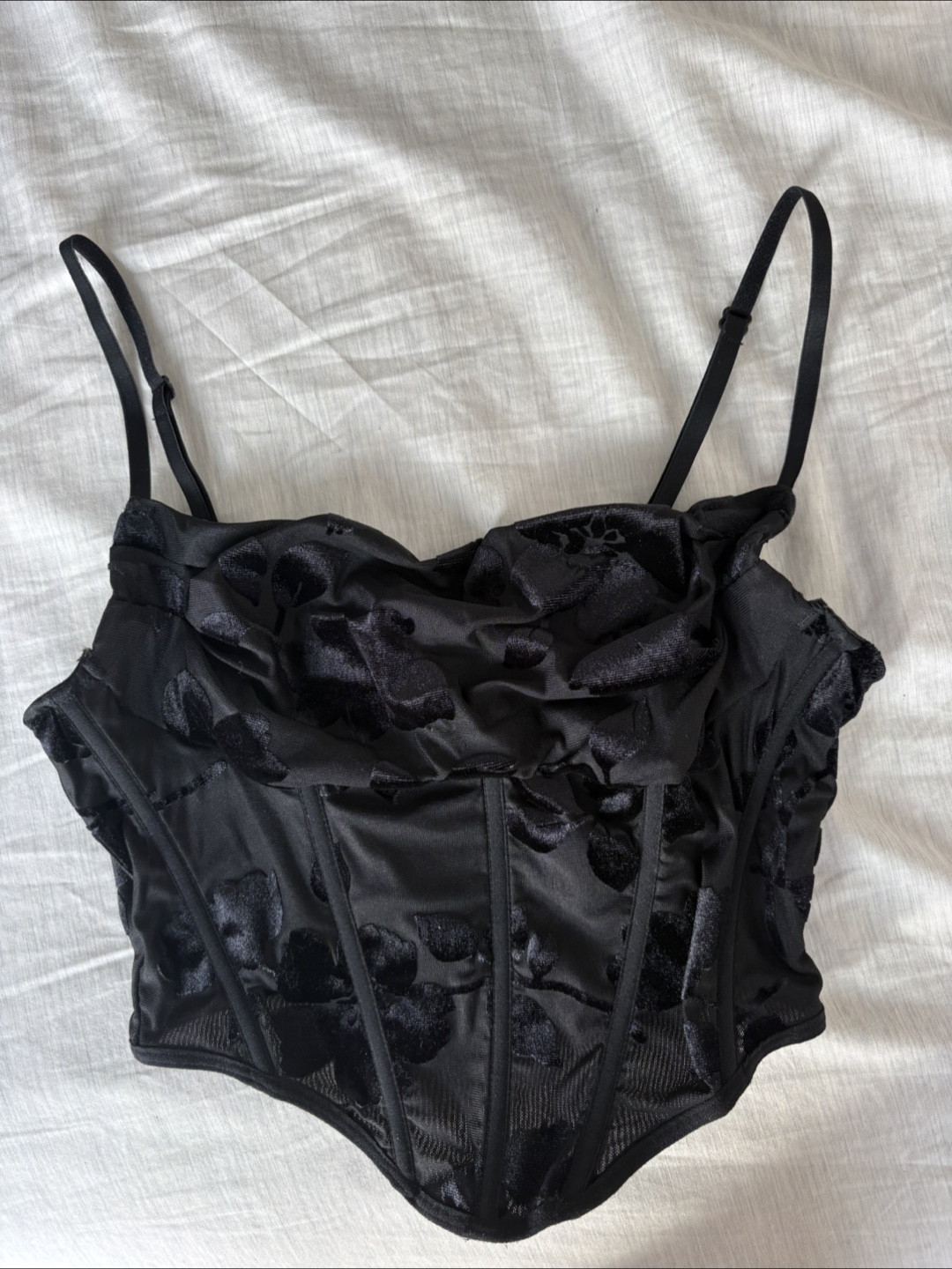 Black floral corset top - photo 2