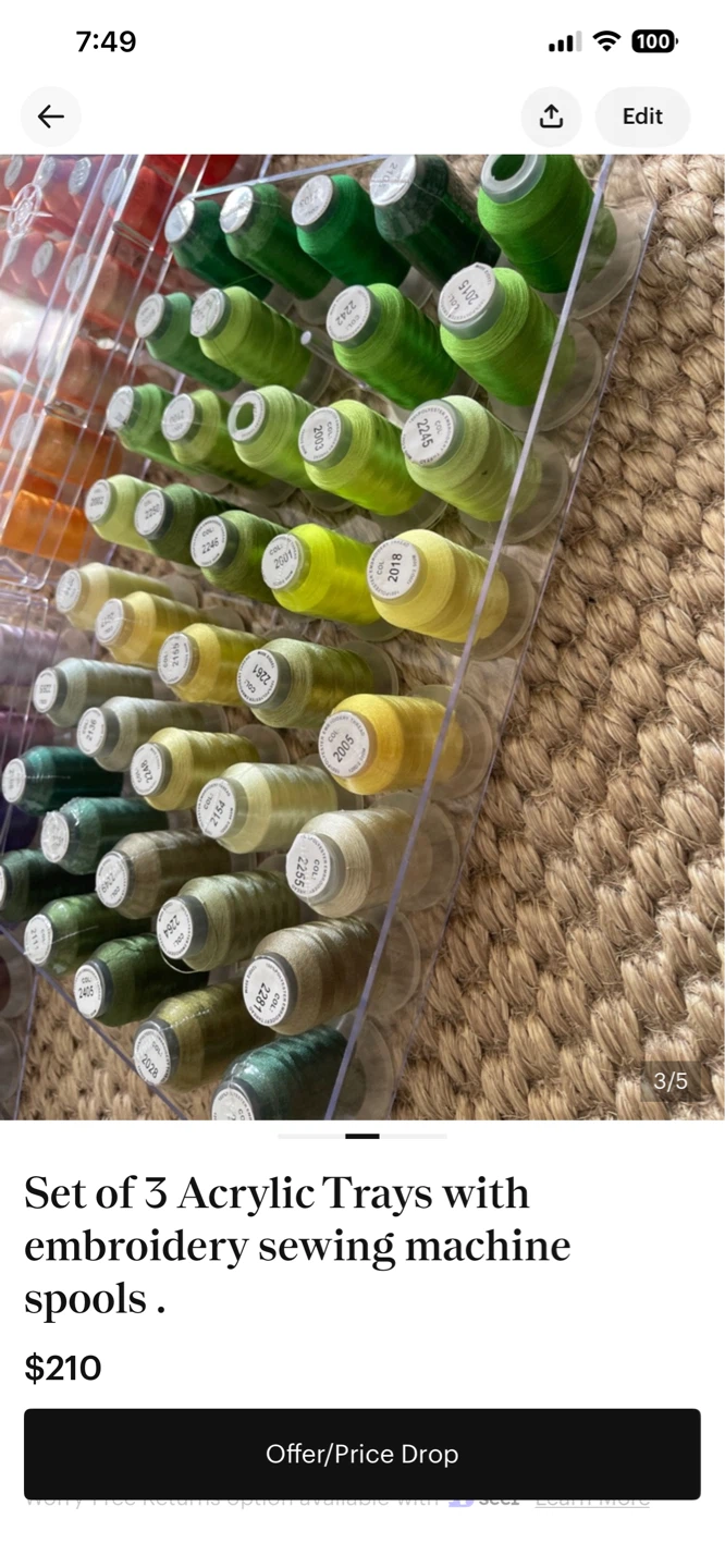 Set of 3 Acrylic Trays with Embroidery Sewing Machine Spools - photo 4