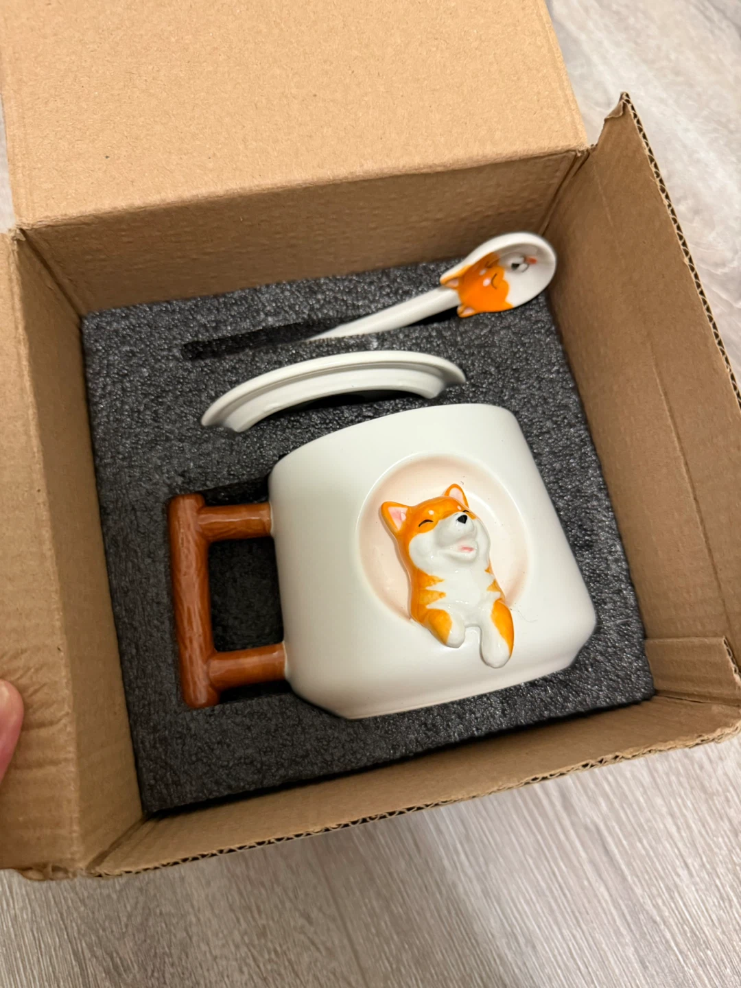 Shiba Inu Ceramic Mug with Lid and Spoon - photo 2