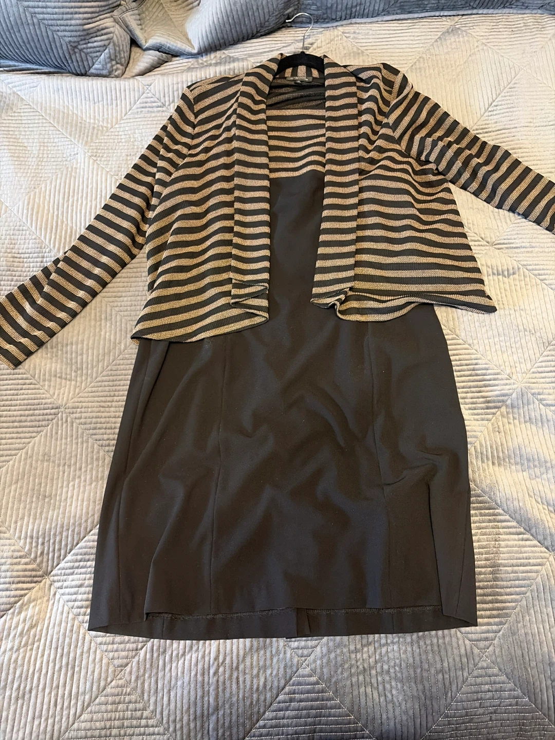 BRAND NEW Black & Gold Striped Dress with striped jacket