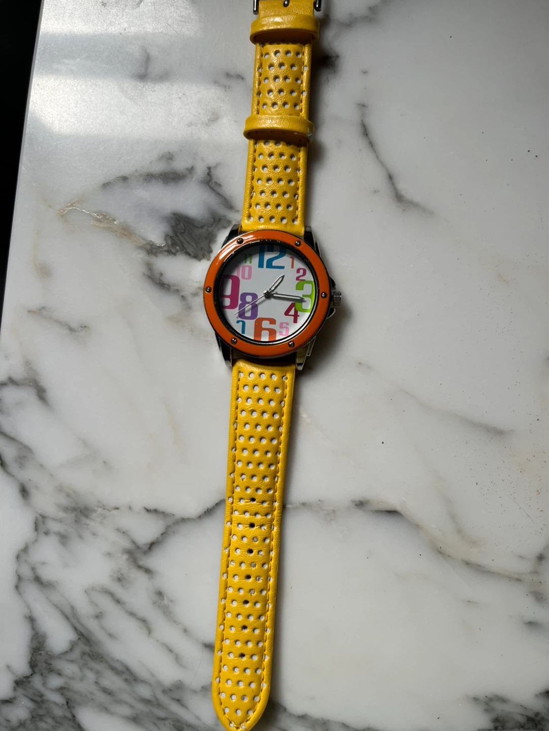 Women's Colorful Number Watch with Yellow Band