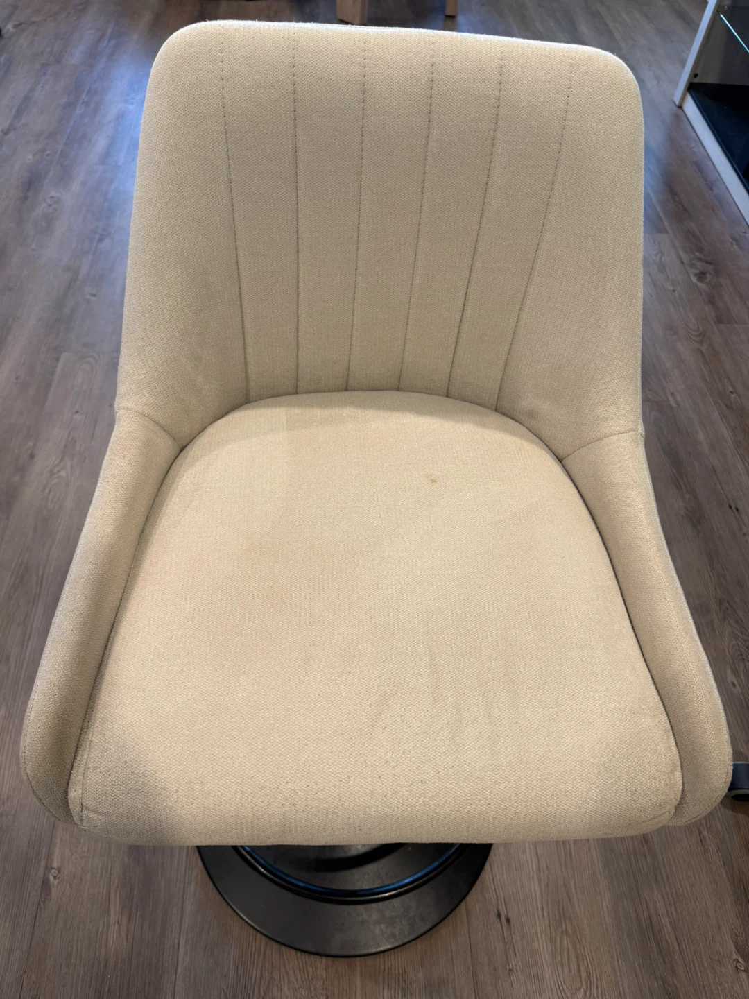 Cream Upholstered Swivel Bar Stool