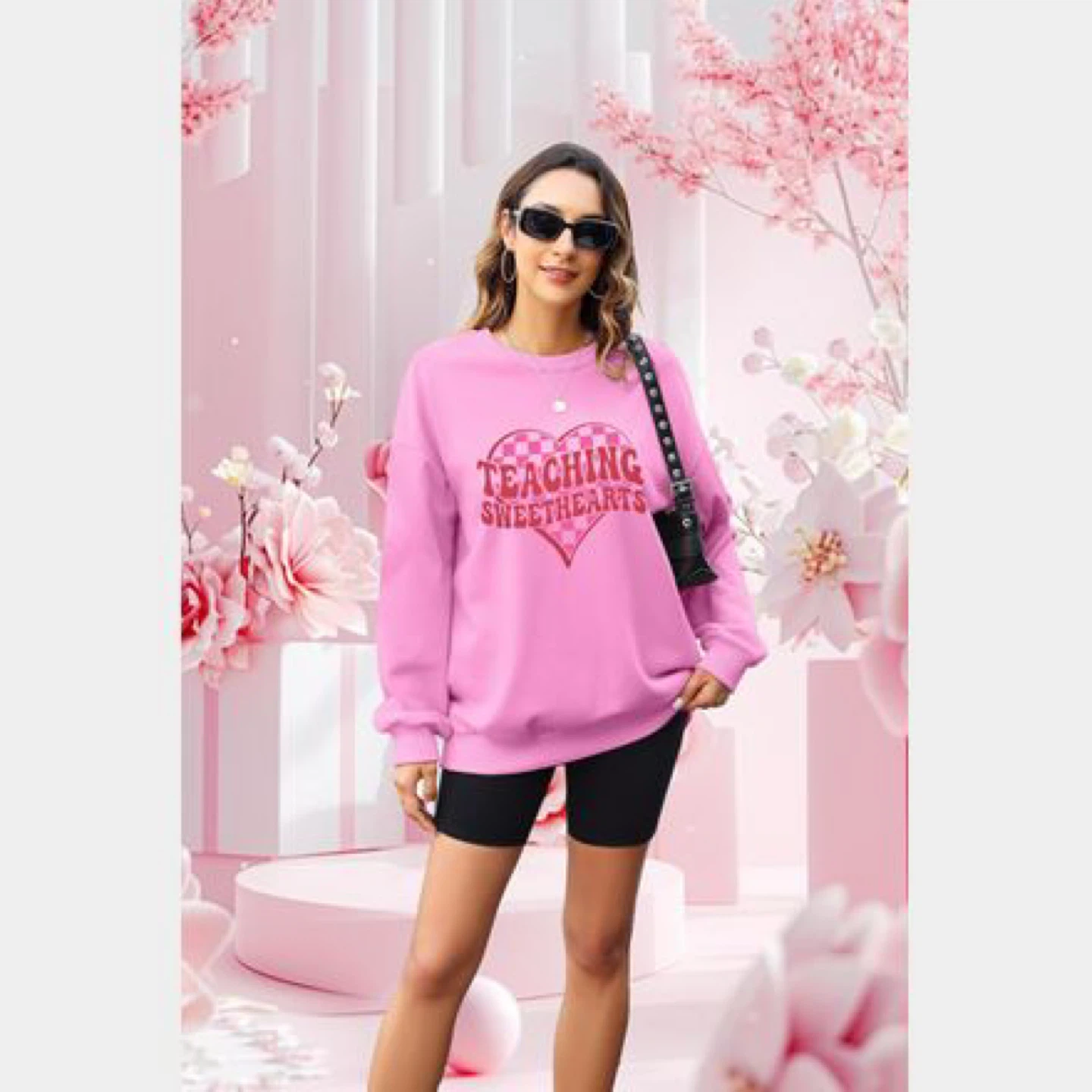 Pink "Teaching Sweethearts" Graphic Sweatshirt - photo 2