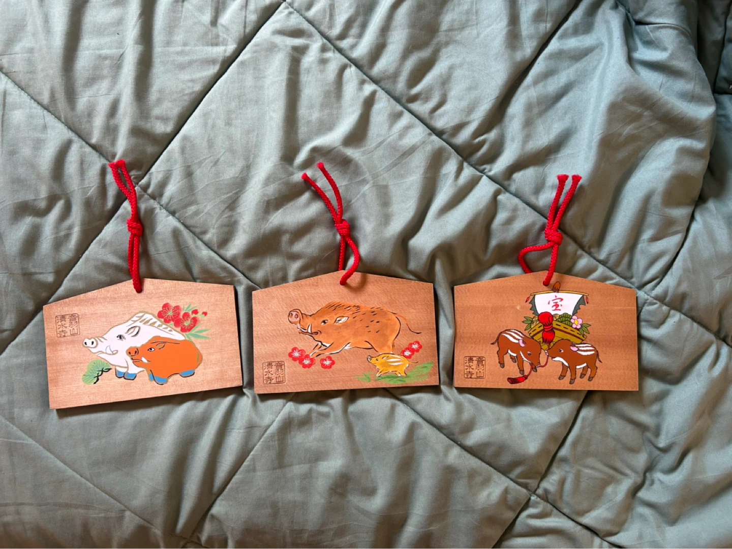 Set of 3 Japanese Ema Wooden Prayer Plaques | Kiyomizudera Kyoto