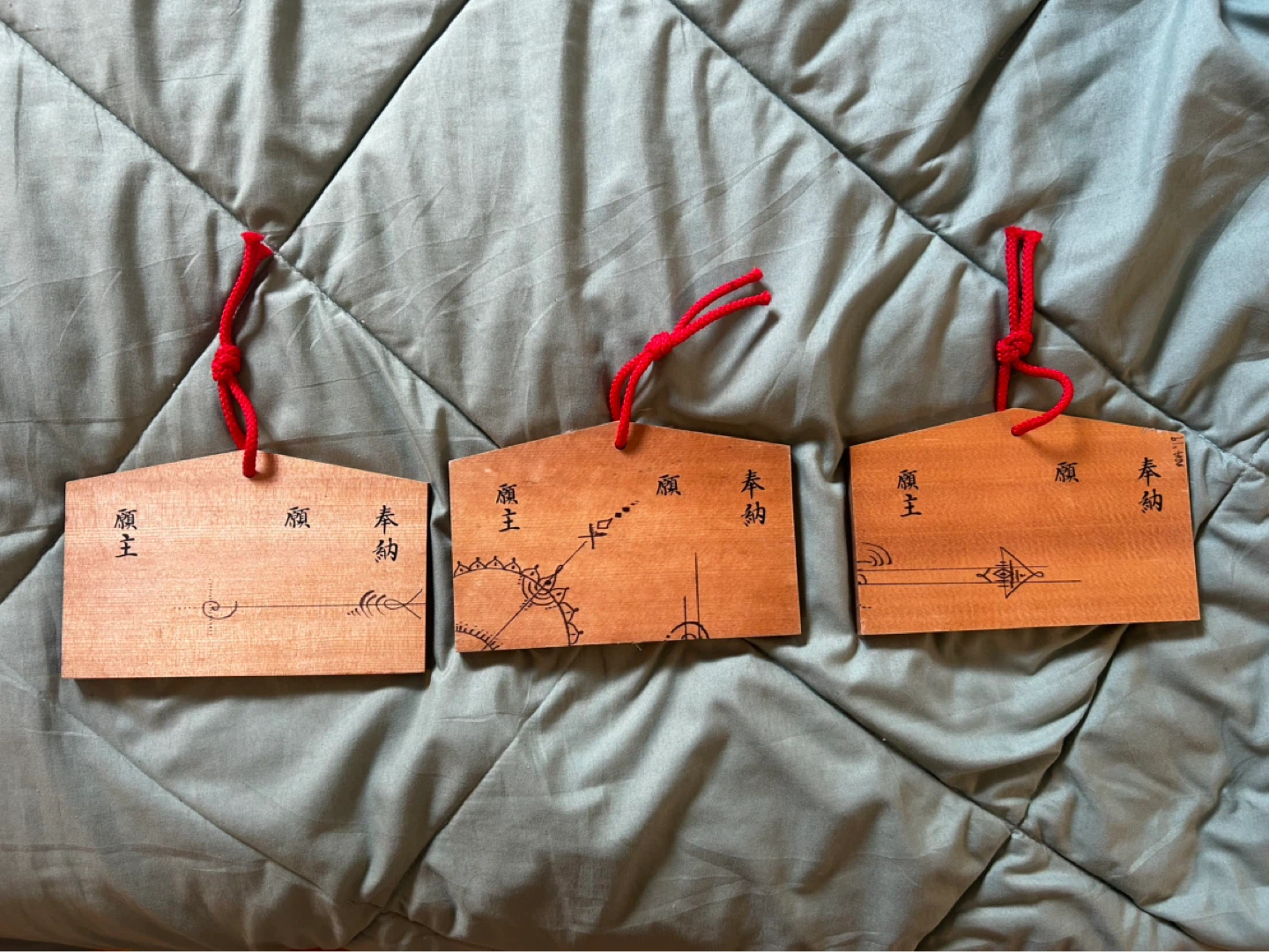 Set of 3 Japanese Ema Wooden Prayer Plaques | Kiyomizudera Kyoto - photo 2