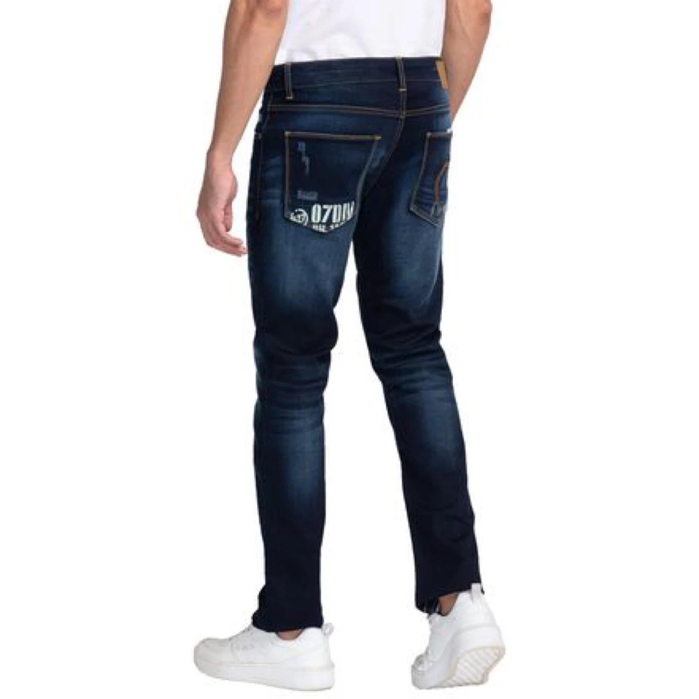 Men's Dark Wash Distressed Jeans - photo 2