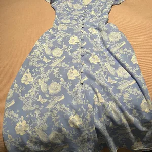 Blue Floral Button-Up Midi Dress
