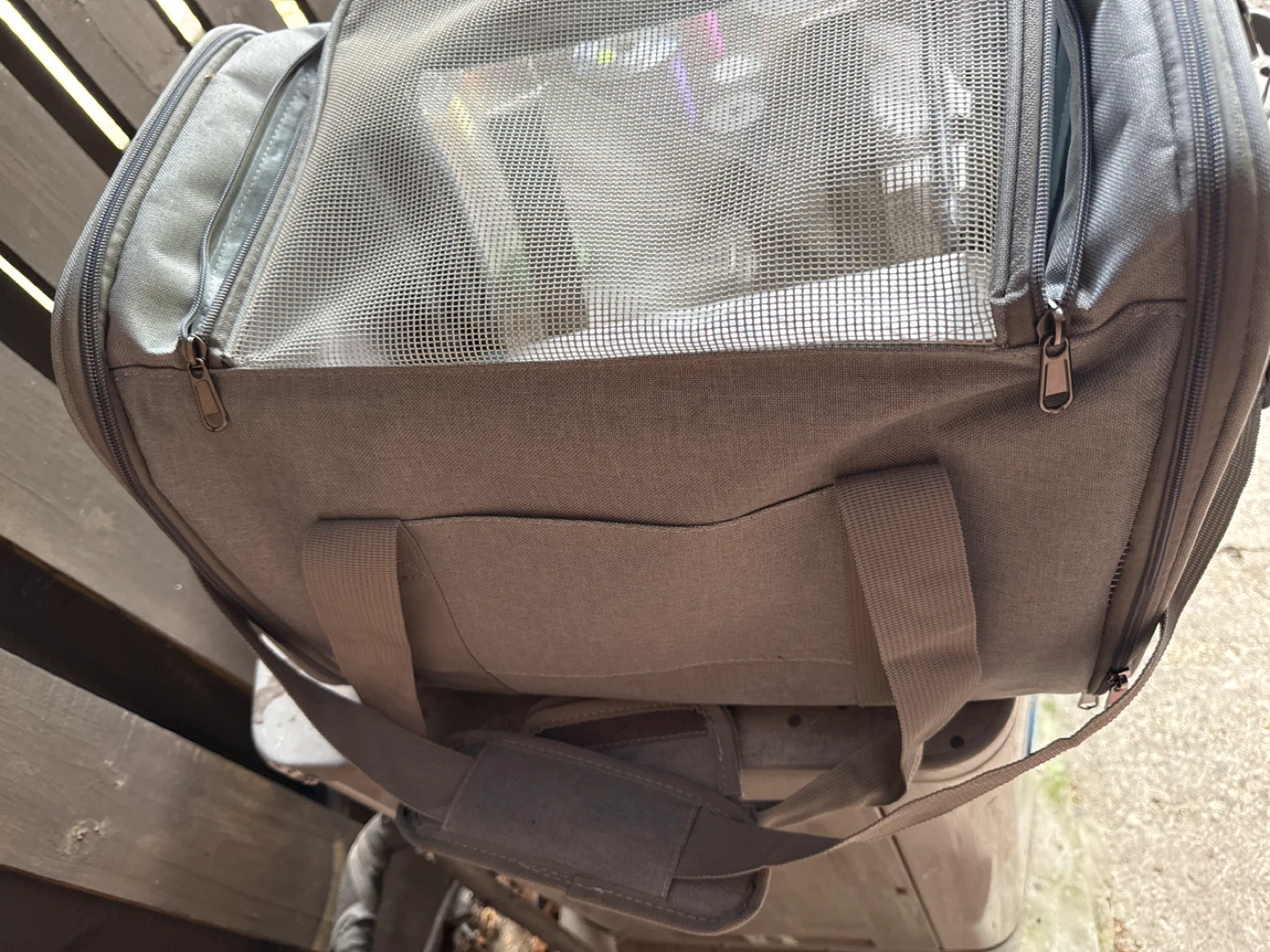 Grey Pet Carrier Bag with Mesh Windows - photo 3
