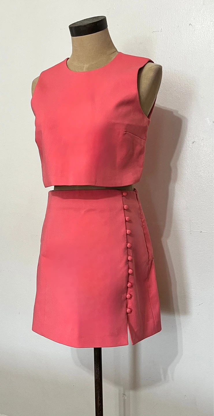 New Zara Pink Crop Top and Skirt Set Size S