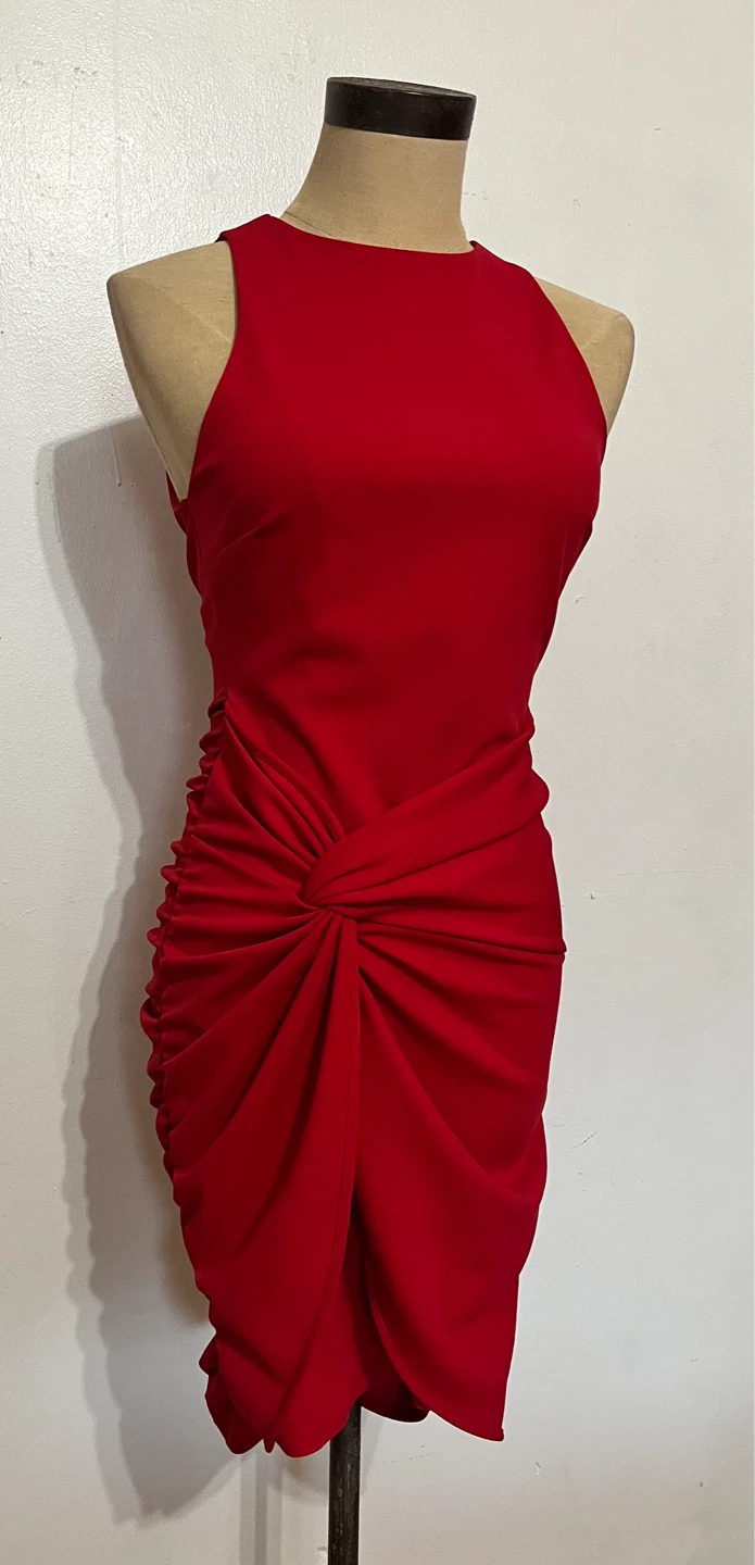ASOS Women's Red Ruched Knot Detail Mini Dress - US 4
