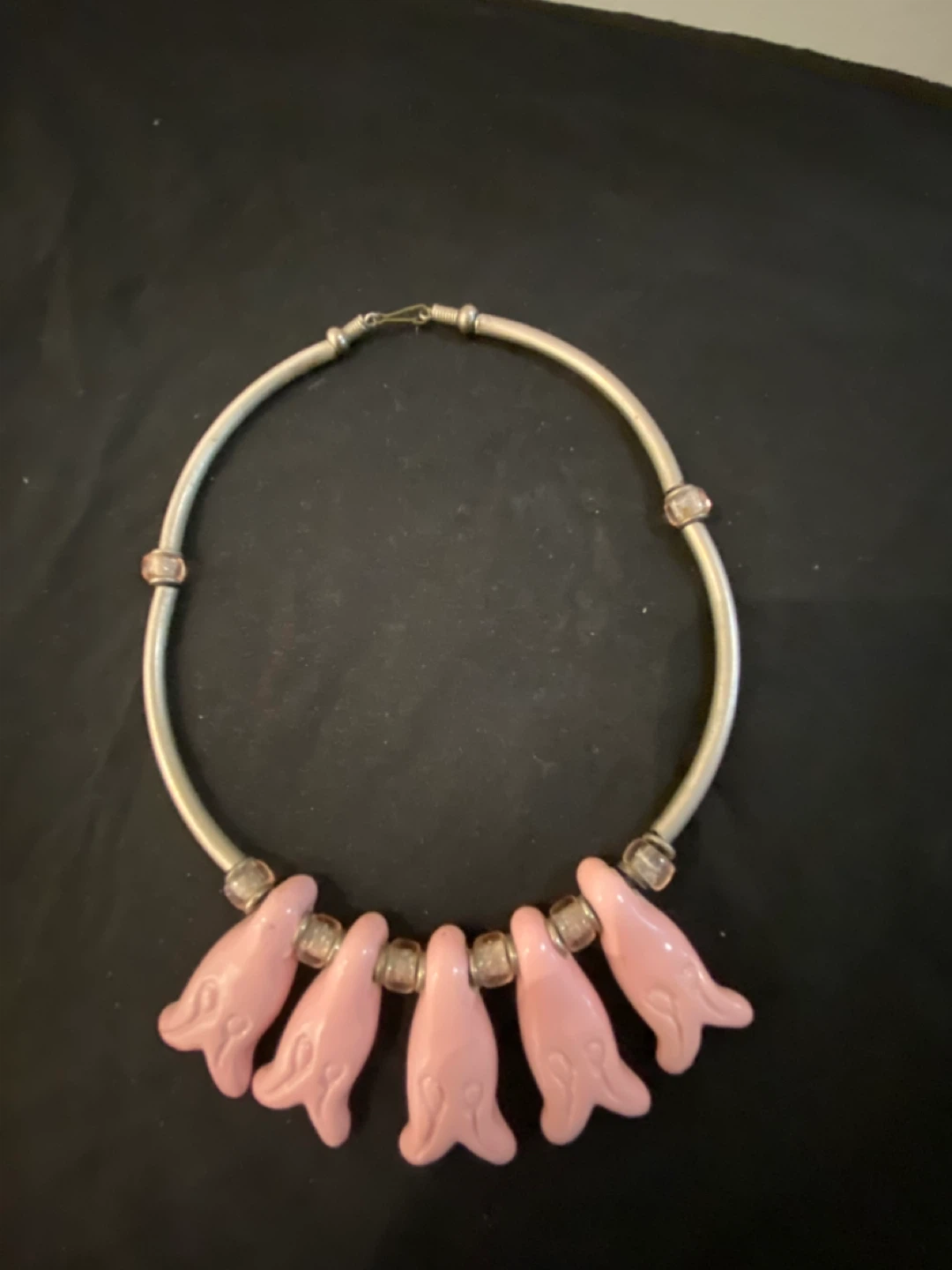 Necklace, choker - pink seals!
