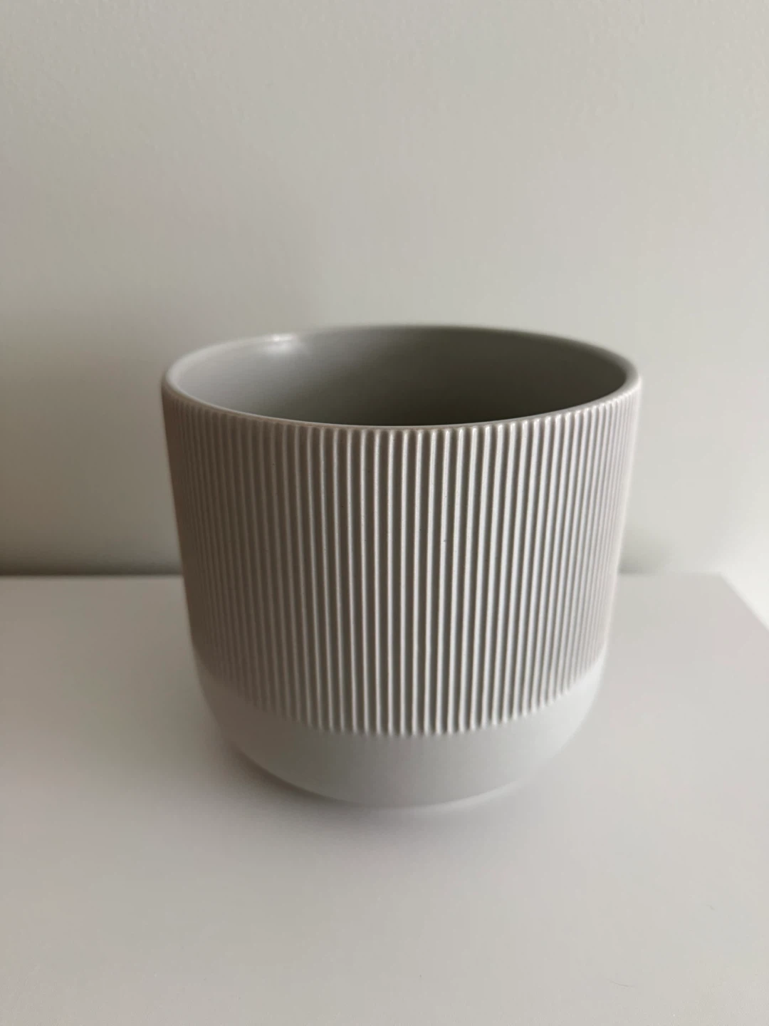 IKEA Grey Ribbed Planter Pot