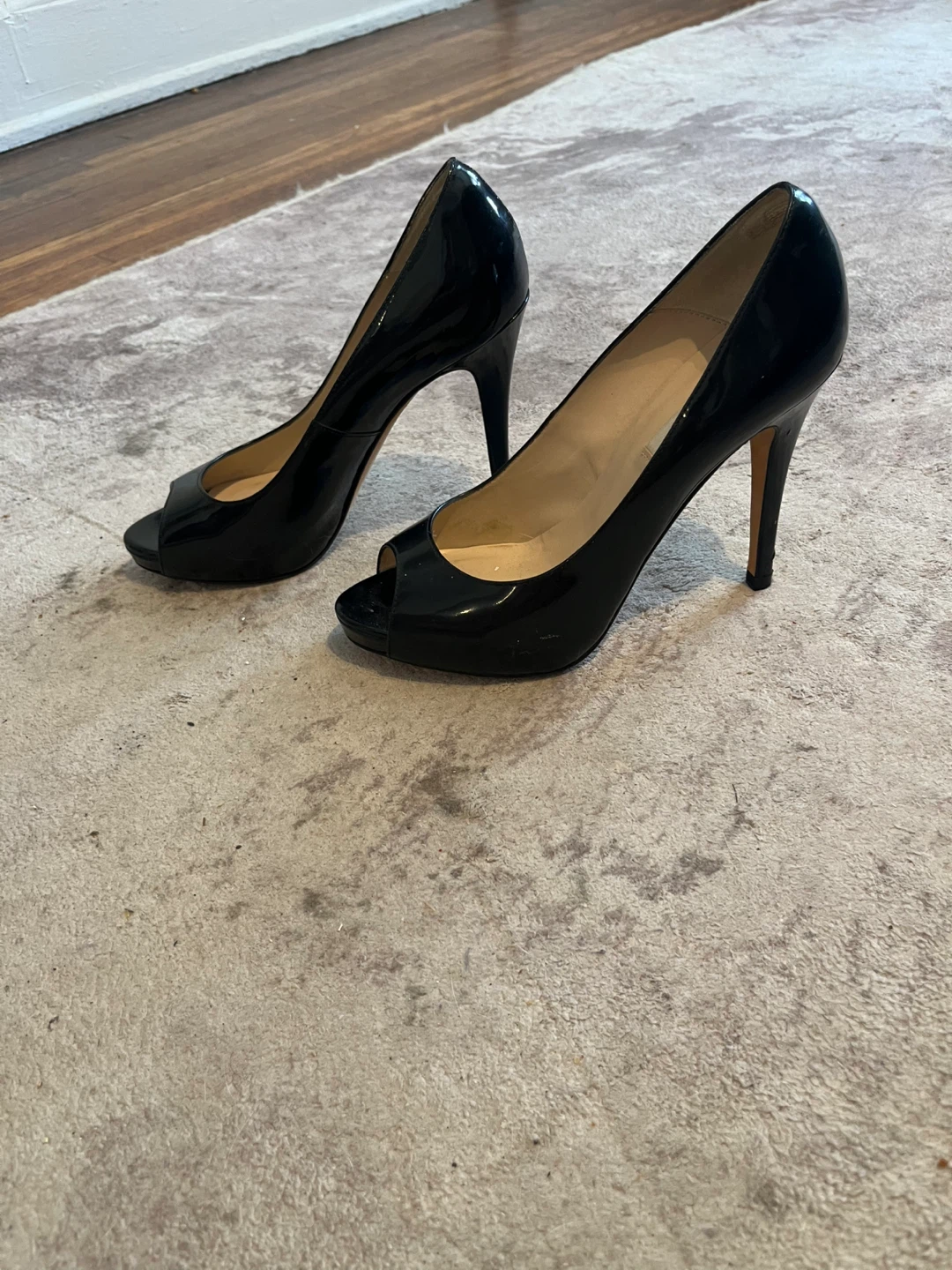 L.K. Bennett Black Patent Peep-Toe Heels - photo 2