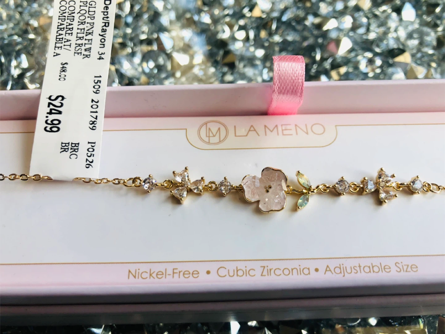 LA MENO Flower Bracelet - Cubic Zirconia, Nickel-Free - photo 2