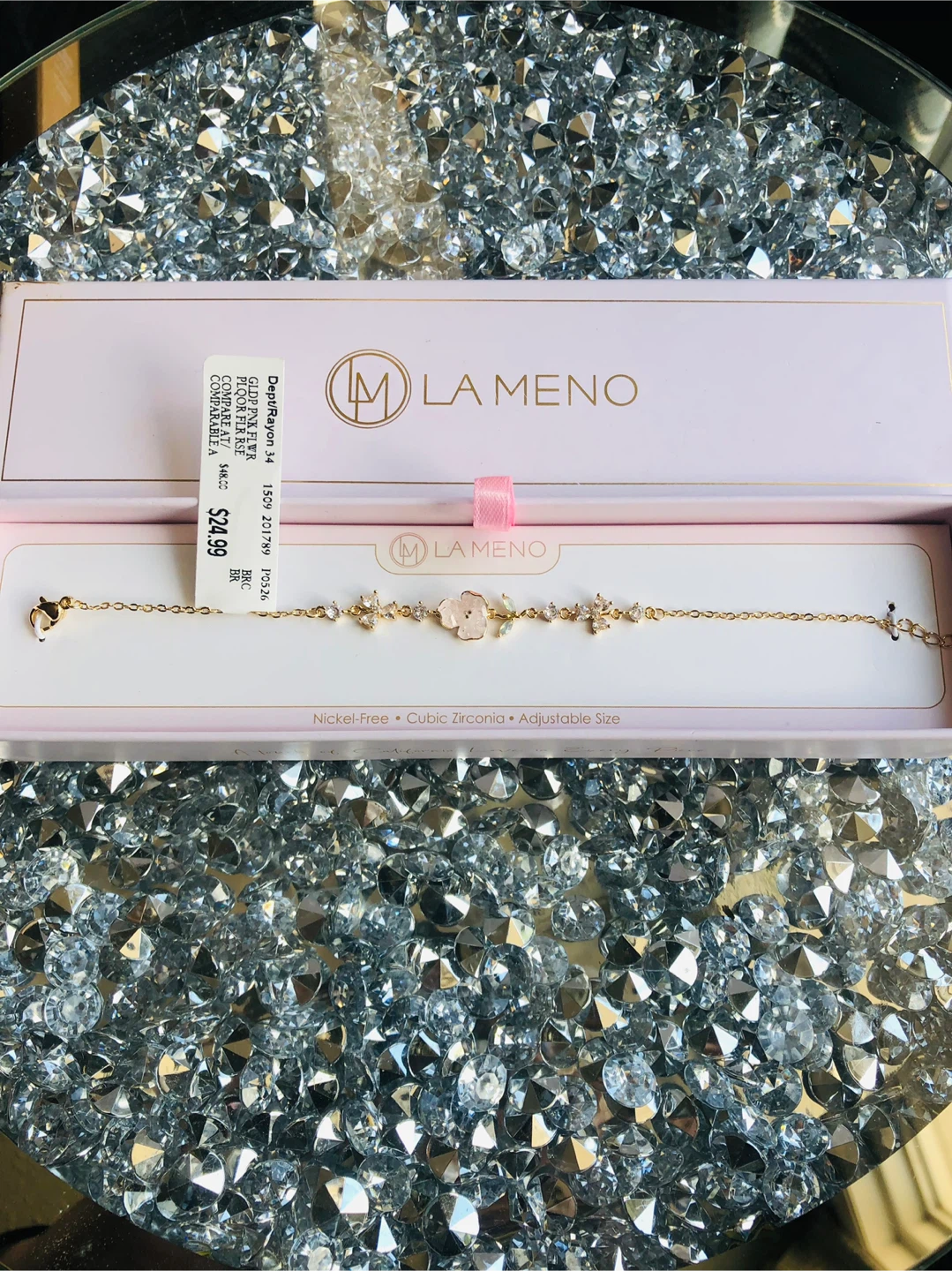 LA MENO Flower Bracelet - Cubic Zirconia, Nickel-Free