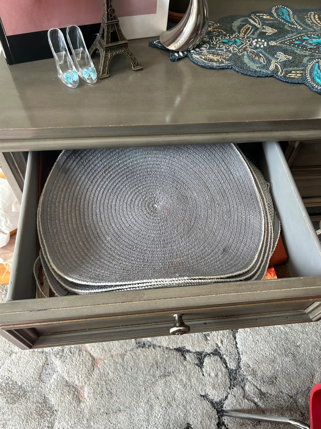 Gray Accent Cabinet with Glass Doors - photo 4