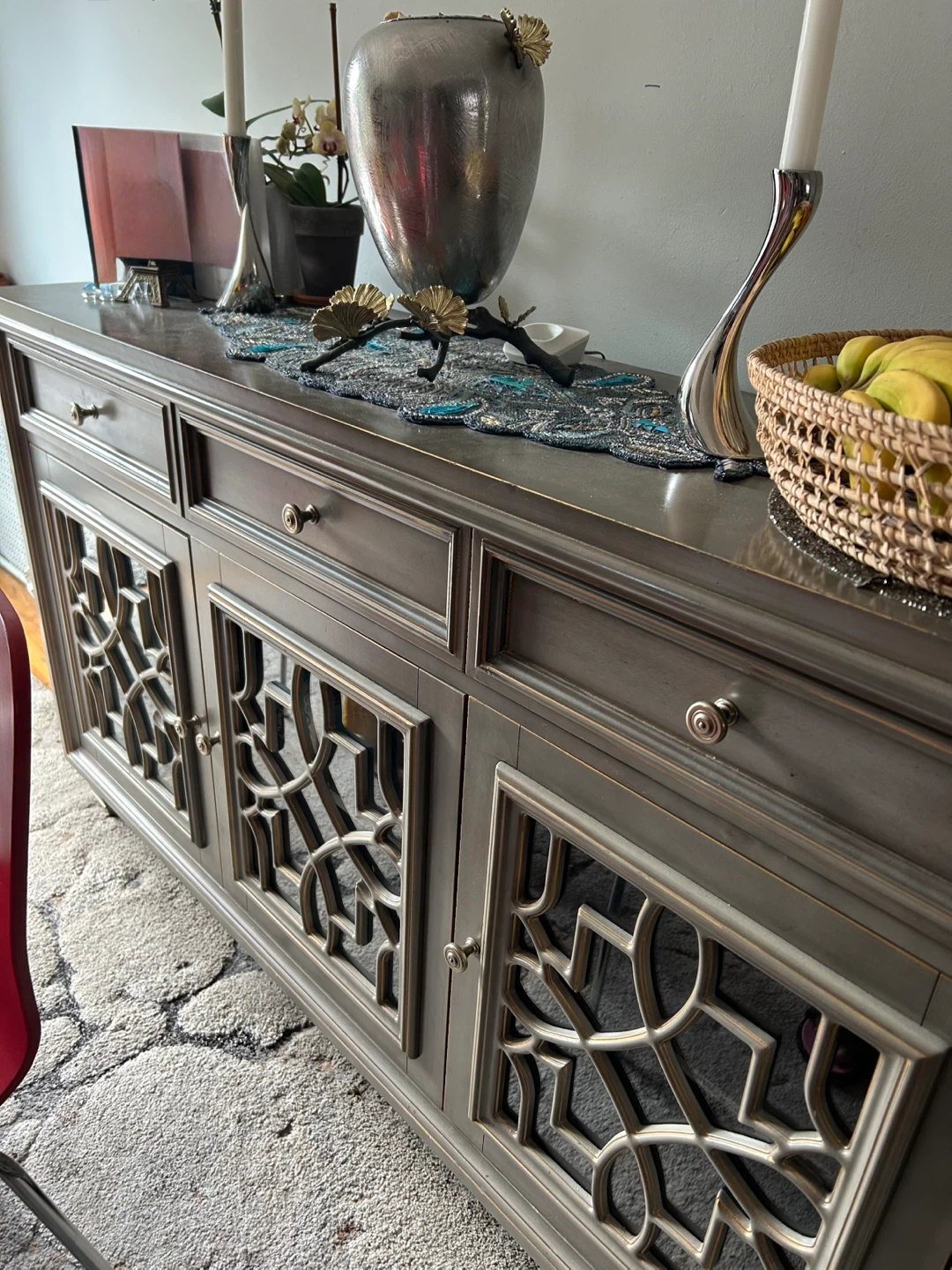 Gray Accent Cabinet with Glass Doors - photo 2