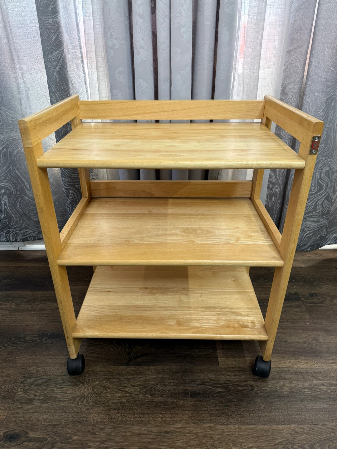 Wooden 3-Tier Rolling Cart