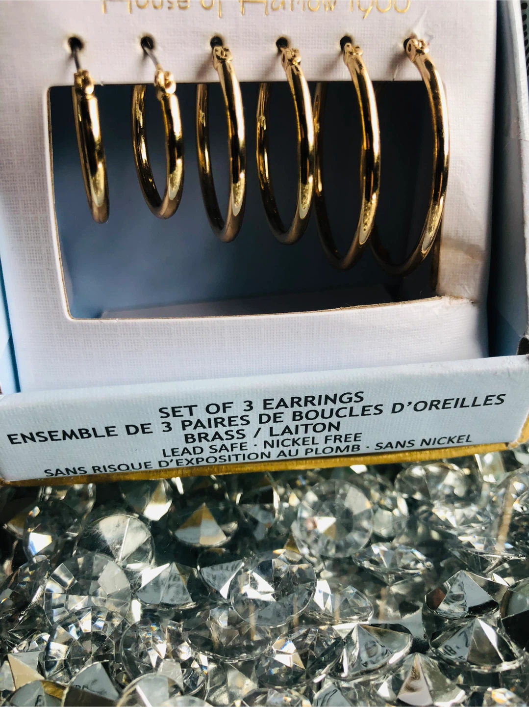 NEW House of Harlow Set of 3 Gold Hoop Earrings - photo 2