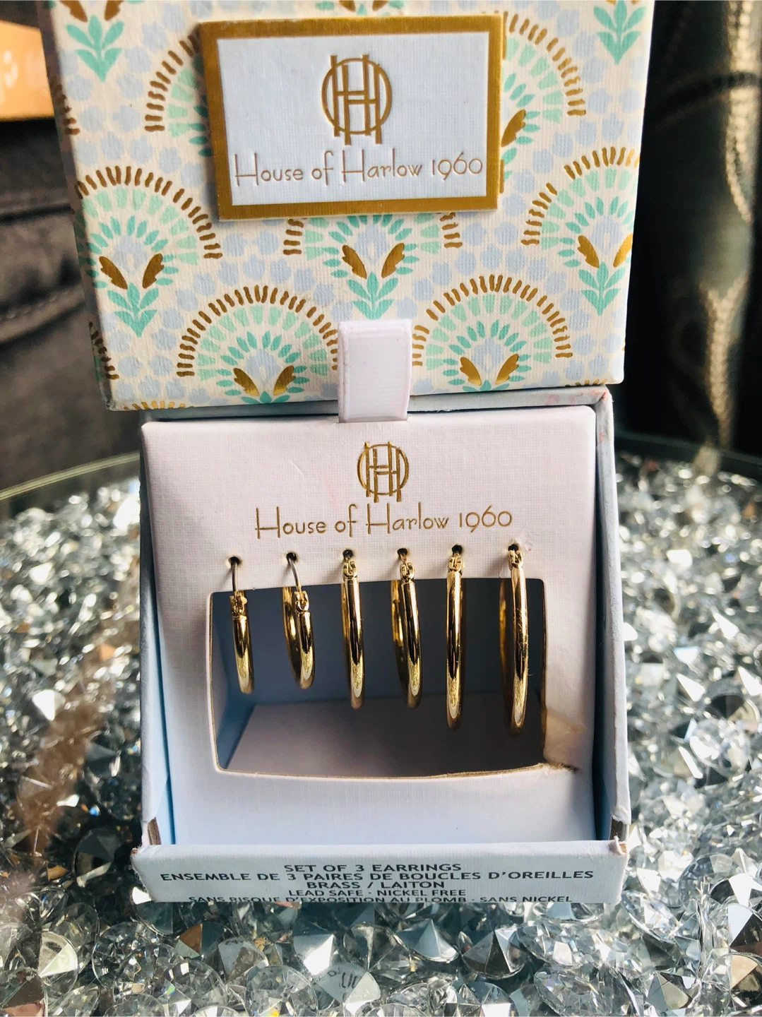 NEW House of Harlow Set of 3 Gold Hoop Earrings