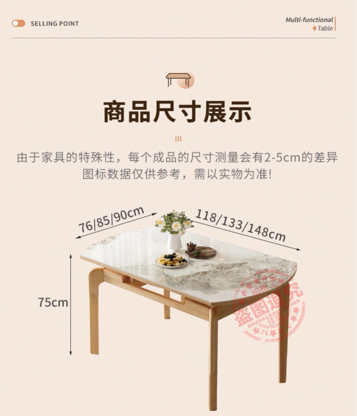 Extendable Dining Table with Marble Top - photo 3