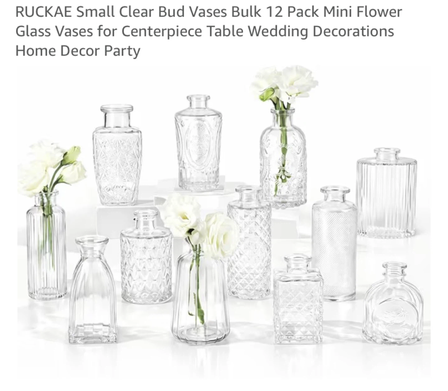 New 12 Clear Mini Bud Vases