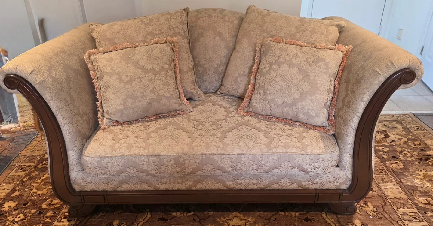 Damask Upholstered Loveseat
