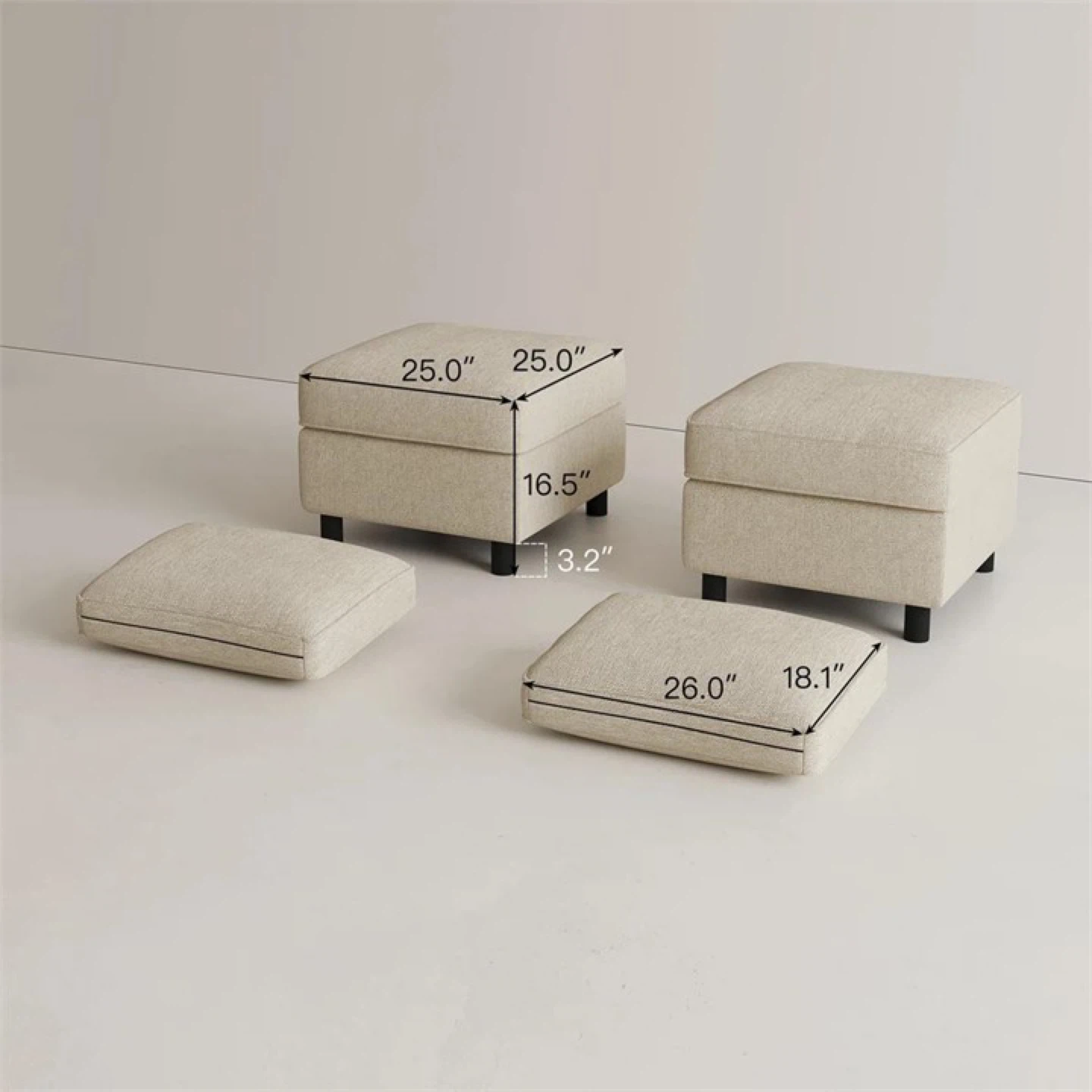 Two Modular Sofa Ottomans With Storage - photo 2