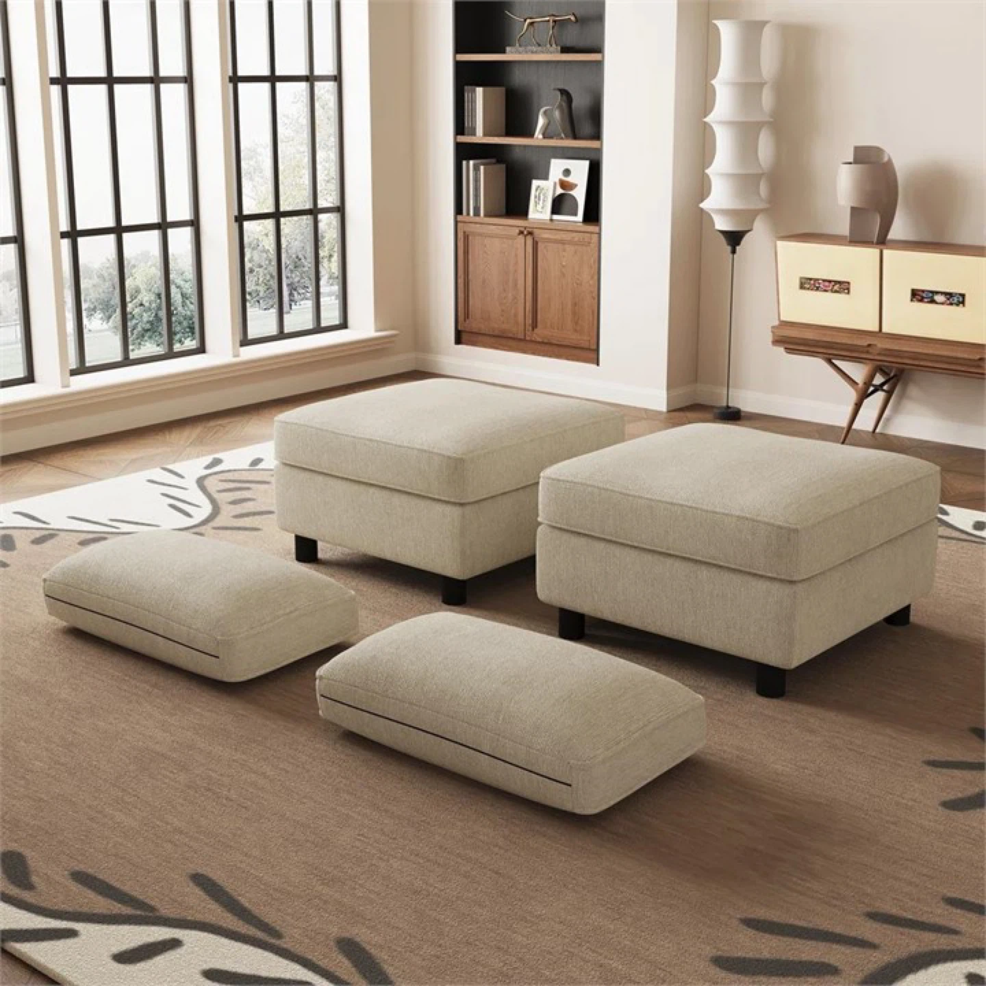 Two Modular Sofa Ottomans With Storage