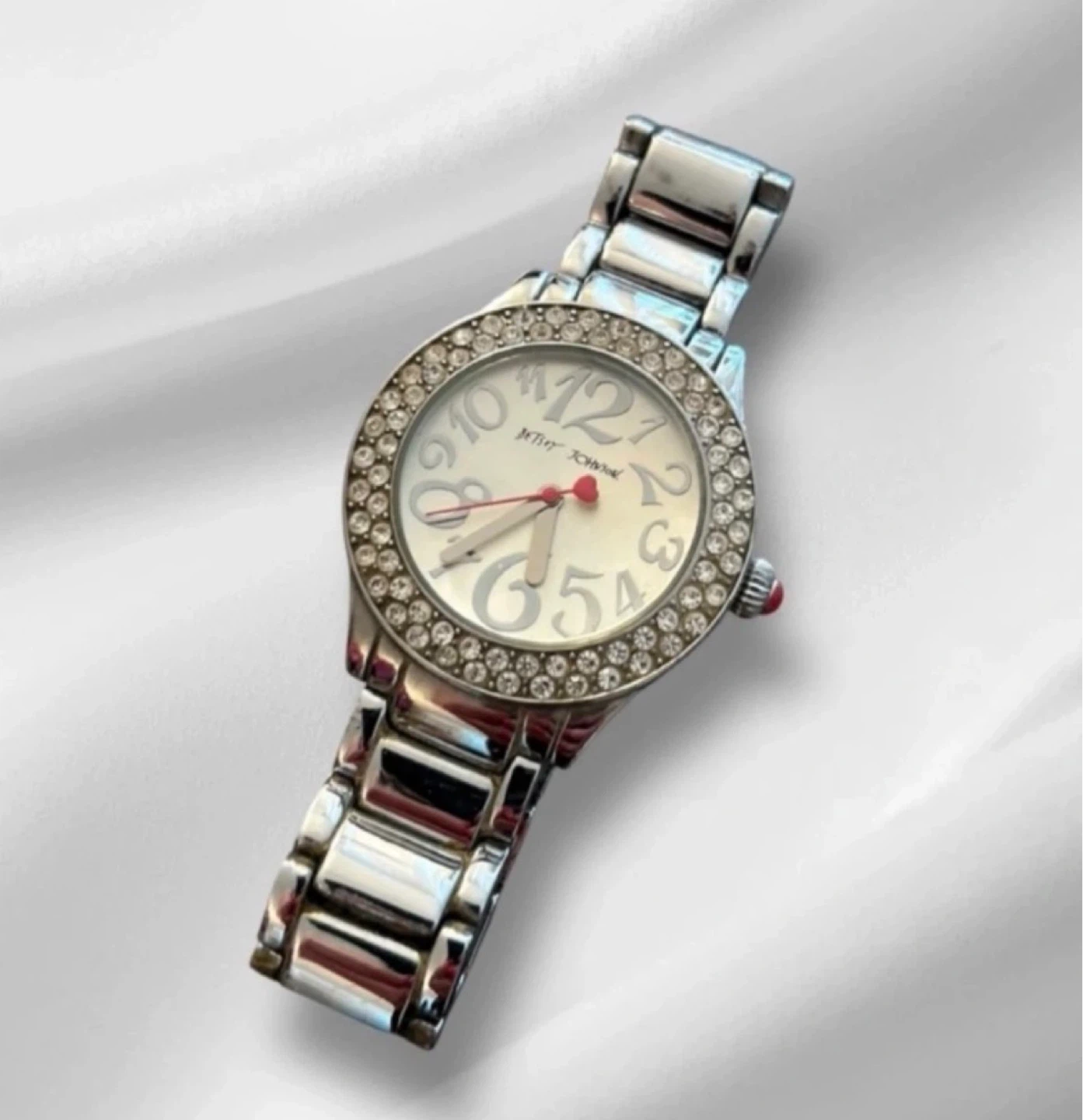 Silver Watch with Crystal Bezel